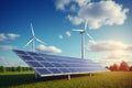 Solar panels and wind turbines that generate electricity are solar energy, while wind energy in hybrid power systems uses