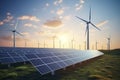 Solar panels and wind turbines illustration, symbolizing the renewable energy revolution and our collective commitment to a Royalty Free Stock Photo