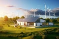 Solar panels and wind turbines illustration, symbolizing the renewable energy revolution and our collective commitment to a Royalty Free Stock Photo