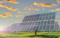 Solar panels wind turbines installed as renewable energy sources for electricity and power supply. Innovation and technology, envi Royalty Free Stock Photo