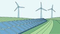 Solar Panels Wind Turbines Renewable Energy Green Tech, vector design Generative AI Royalty Free Stock Photo