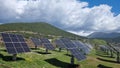 solar panles park on mountais flexible electricity power Royalty Free Stock Photo