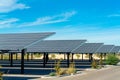 Solar pannels in rows in a parking lot or car park used as covering in the sweltering sun in Arizona