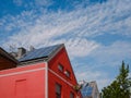 Solar photovoltaic panels on house roof Royalty Free Stock Photo