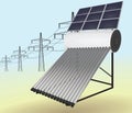 Solar pipes heater with solar panels