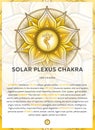 SOLAR PLEXUS CHAKRA Manipura: Chakra symbol infographic with detailed description & characteristics Royalty Free Stock Photo