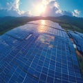 Solar power beauty Aerial view of photovoltaic panels harnessing alternative energy Royalty Free Stock Photo