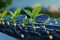 Solar Power Solar Collectors, Green, and Innovation visualized in a green-themed image where solar collectors gather and store Royalty Free Stock Photo