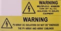 Solar power dc invertor electrical warning label Royalty Free Stock Photo