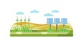 Solar Power Farm: Renewable Energy and Green Solutions, vector design Generative AI Royalty Free Stock Photo