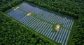Solar Power Forest Clean Energy Transformation in Nature. Sustainable Future, Renewable Source Royalty Free Stock Photo