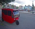 Solar Power funny vehicle on a street.