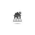 Solar power home logo icon with shadow