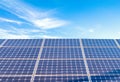 Solar power panels for innovation green energy for life with blu Royalty Free Stock Photo