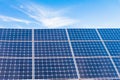 Solar power panels for innovation green energy for life with blu Royalty Free Stock Photo