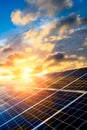 Solar power panels and natural landscape in sunny summer Royalty Free Stock Photo