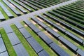 Solar power station in the field by drone