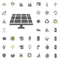 Solar power station icon. Eco and Alternative Energy vector icon set. Energy source electricity power resource set vector.