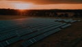 A solar power station in a rural scene generates sustainable energy generated by AI Royalty Free Stock Photo