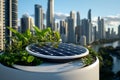 Solar Power Sunlight, Rooftops, and Energy Efficiency visualized in an urban setting where solar panels on rooftops capture Royalty Free Stock Photo