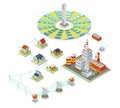 Solar power system. 3d isometric electricity concept Royalty Free Stock Photo