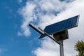 Solar panel for lighting. Street solar lantern. Royalty Free Stock Photo