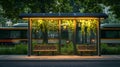 Solar-Powered Bus Stop with Modern Seating Design Royalty Free Stock Photo