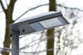 Solar powered environment friendly LED street light during cloudy weather Royalty Free Stock Photo