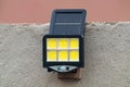 Solar Powered LED Flood Light on country fense Royalty Free Stock Photo