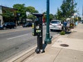 A solar powered paid parking station