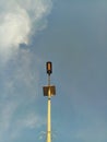 solar powered street lamp against the background of the evening sky Royalty Free Stock Photo