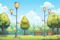 solar-powered street lamps in park Royalty Free Stock Photo
