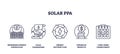Solar PPA icons outline key concepts, energy generation, legal framework,...