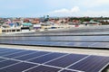 Solar PV Rooftop Colorful City Background Royalty Free Stock Photo