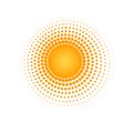 Solar radial pattern Orange abstract banner from dots Sun shape design element with a dotted pattern rays in a modern style Royalty Free Stock Photo