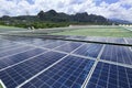 Solar Rooftop System Mountain Background Cloudy Sky Royalty Free Stock Photo