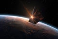 solar sail satellite orbiting around a planet