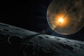 solar sail spacecraft entering lunar orbit