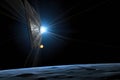 solar sail spacecraft entering lunar orbit