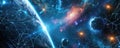 Solar sails in deep space, abstract geometric patterns ,Generative AI