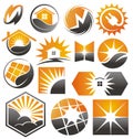 Set of solar vector button, icon, logo.