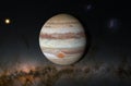 Jupiter planet in the solar system - 3d illustration, closeup view