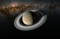 Saturn planet in the solar system - 3d illustration, closeup view Royalty Free Stock Photo