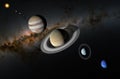 Planets of our solar system - Mercury, Venus, Earth, Mars, Jupiter, Saturn, Uranus, and Neptune - 3d illustration, isometric view Royalty Free Stock Photo