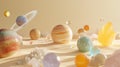 solar system from Crystals on beige background