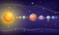 Solar System Design. Space with Planets and Stars