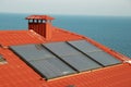 Solar system on the house roof. Royalty Free Stock Photo