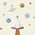 The solar system illustration rocket launch