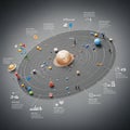 Solar system illustration with a stylized, paper-like model of planets orbiting a central Royalty Free Stock Photo
