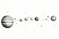 solar system through the lens of a minimalist pencil drawing illustration.